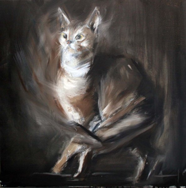 Chat volte face - Peinture de Christine Gauche
